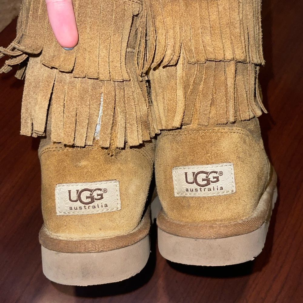 UGG Tan Suede Fringe Boots